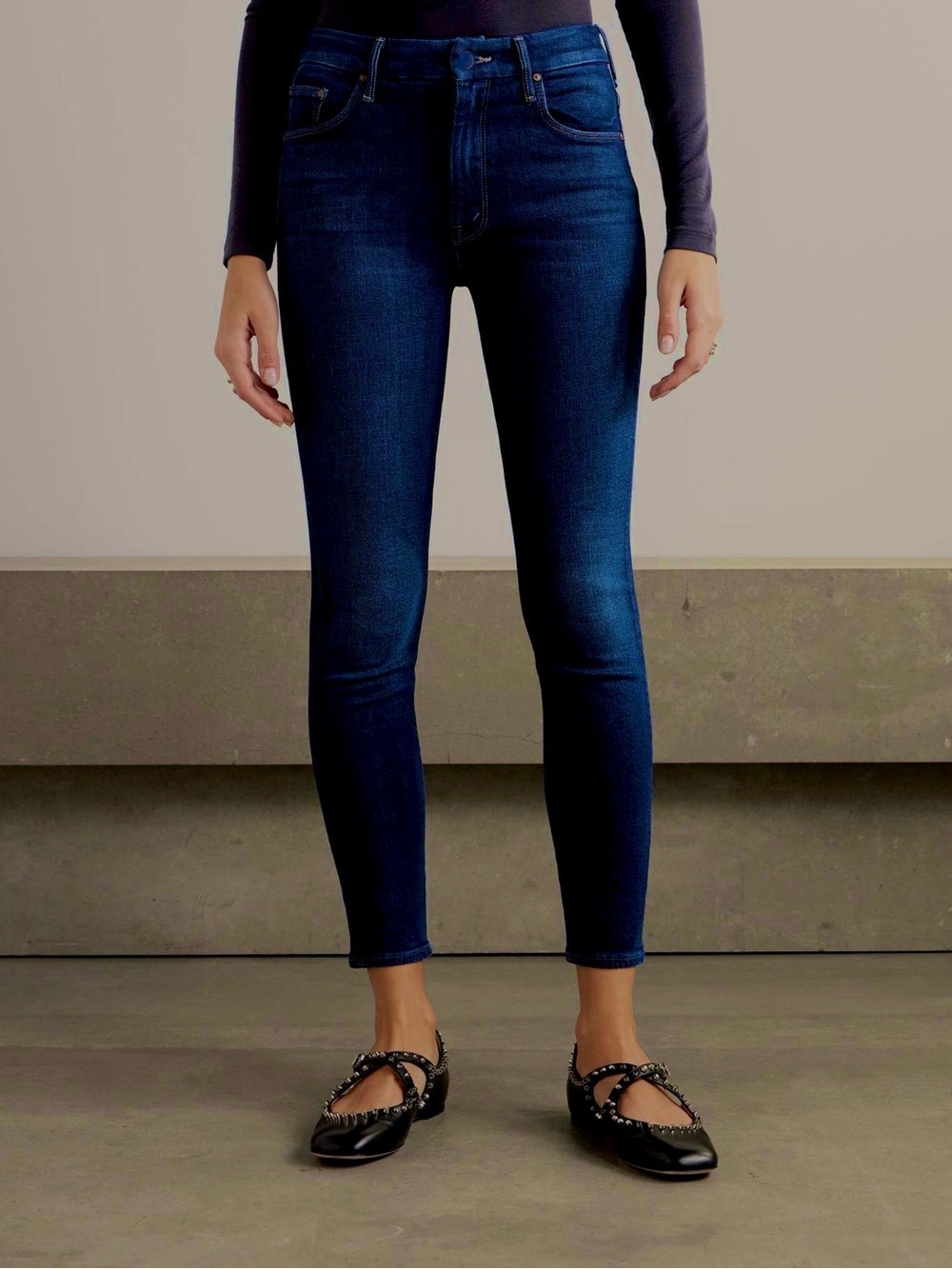 Mother high waisted looker untouched indigo Dark Blue fitted Jeans 26 agolde co